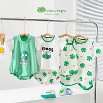 Baby Internet celebrity cute one-piece foreign style male and female baby super cute frog sleeping bag newborn suspender bag fart hai