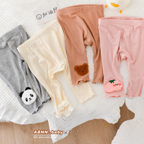 Baby thin cropped pants summer baby girl leggings house pants cute fart pants air conditioning big PP pants