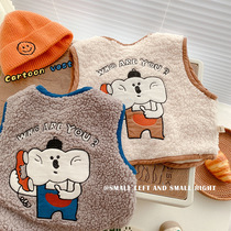 Baby lamb fleece vest 0-5 years old winter baby embroidery cartoon warm top baby horse clip vest go out