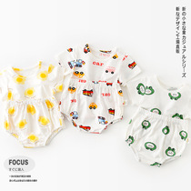 Male and female children Summer short sleeves shorts Two sets of thin baby cartoon breathable bag fart pants baby outsuit suit