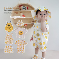 Baby suspenders and foreign jumpsuit childrens summer thin short-sleeved newborn breathable suspender bag climbing suit