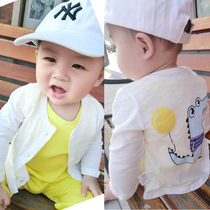 Baby sunscreen male and female air conditioning suit pure cotton thin section 0-1-year-old 3 newborns Summer cardiovert jacket Korean version