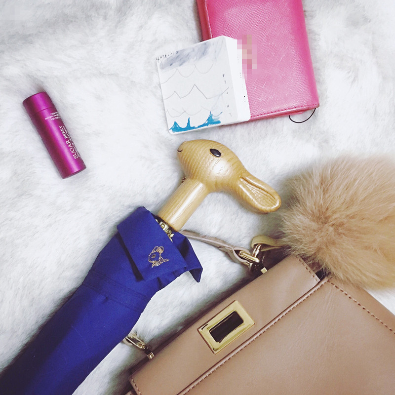 Greenstone hand-folded rabbit head creative cute ultra-light dual-use anti-ultraviolet sunshade sunscreen umbrella female