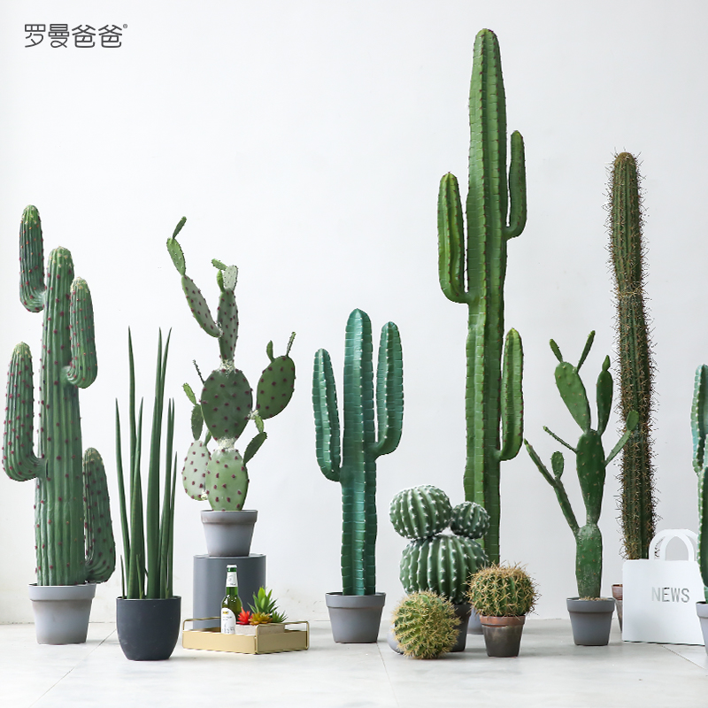 Simulation plant cactus large potted landscape decoration package Floor-to-ceiling indoor window decoration decoration