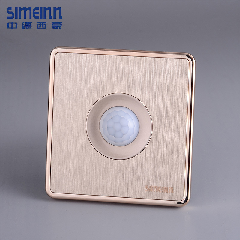 Sino-German Simon 86 type Champagne gold wire drawing intelligent infrared human induction switch building for inductive switch panel
