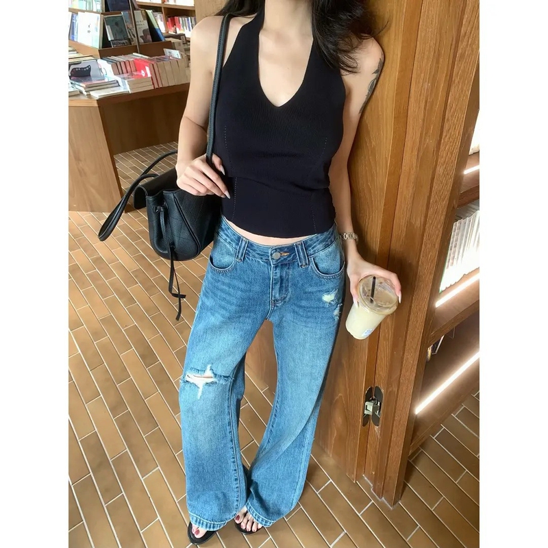 Beggar-Style Pants! Lyocell Ripped Jeans for Women, Summer 2026, Thin Wide-Leg Cool Pants, Vintage Flared Pants Beggar-Style Pants! Lyocell Ripped Jeans for Women, Summer 2026, Thin Wide-Leg Cool Pants, Vintage Flared Pants