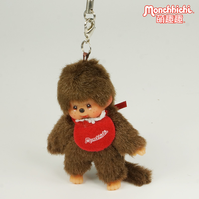 Red Bib Boy Pendant-266900Monchhichi Cute and interesting doll Basic fund Bib Horn braid girl Doll Bag key Pendant 7C M