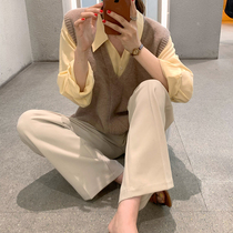 77cm high waist hanging suit pants womens loose straight casual pants 2020 autumn new mopping long pants