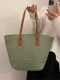 Straw bag women's large capacity 2025 new holiday beach straw bag woven bucket bag vegetable basket seaside tote bag