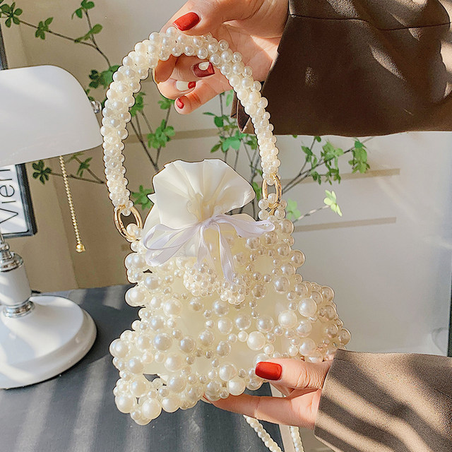 Personalized pearl mini bag female autumn and winter 2022 new high-end niche design Messenger bag handbag