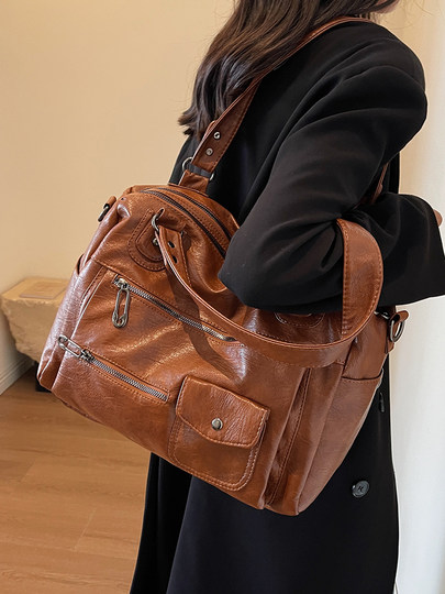 Large-capacity bag 2026 new one-shoulder cross-body business trip luggage bag women's casual retro all-match portable travel bag