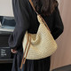 High-grade textured bag female large capacity 2023 new summer crossbody straw woven bag weaving popular niche bucket bag