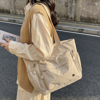 Canvas Bag for Women, Large Capacity, 2026 New Autumn and Winter Versatile Simple Shoulder Bag, College Student Class Commute Tote Bag