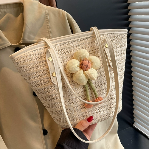 Плетеная соломенная вместительная и большая сумка через плечо, пляжная сумка на одно плечо