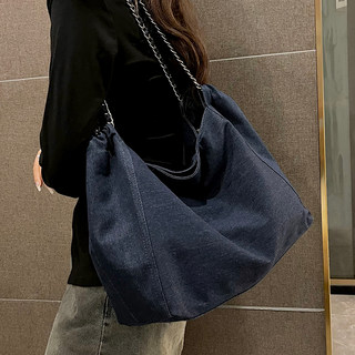 Denim Bag for Women, Large Capacity, 2026 New Autumn Versatile Chain Shoulder Bag, Fabric Bag with a High-End Feel, Tote Bag