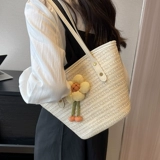 Плетеная соломенная вместительная и большая сумка через плечо, пляжная сумка на одно плечо