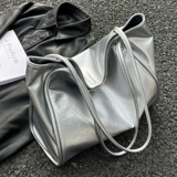 Вместительная и большая сумка через плечо, серебряная сумка на одно плечо, подходит для студента