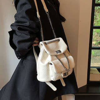 Korean Style Small Bag 2026 New Chain Backpack for Women, High-End Versatile School Bag, Travel Bucket Backpack