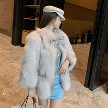 2022 autumn and winter new windbreaker slim young fox fur mid-length Haining genuine fur coat for women