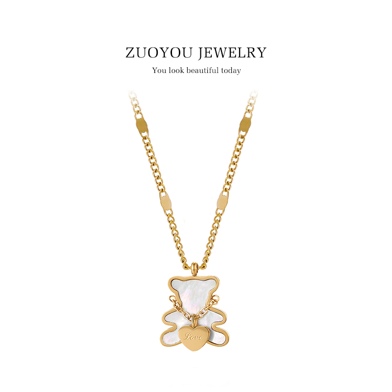 2020 New Tide Small Bear Necklace Ins Lukewarm Wind Neck Necklace Small Crowd Design Sensation Ornament Woman Temperament Lock Bone Chain