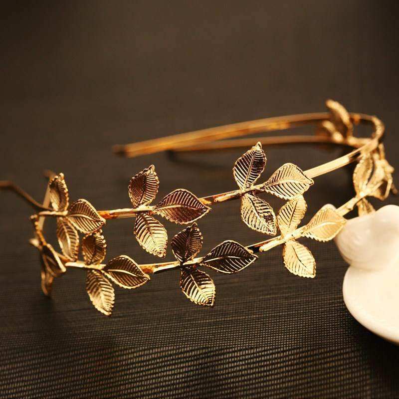 GOLD LEAF WREATH Headband Crown  Band Roman