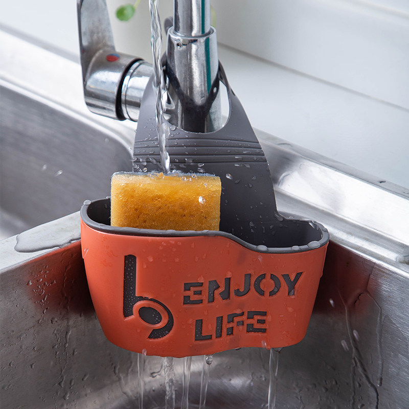Sink Hanging Bag Plastic Drain Basket Containing hanging basket Kitchen Small Supplies Tap Cookware Shelve Leash Shelf