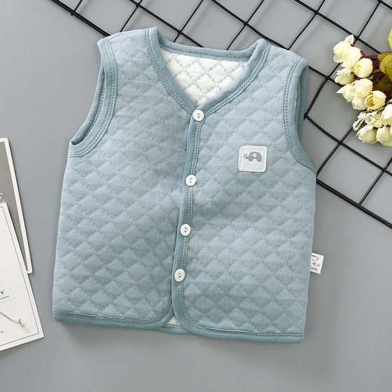 Children's pure cotton vest baby warm spring and autumn winter thickened baby vest boys and girls thickened quilted vest