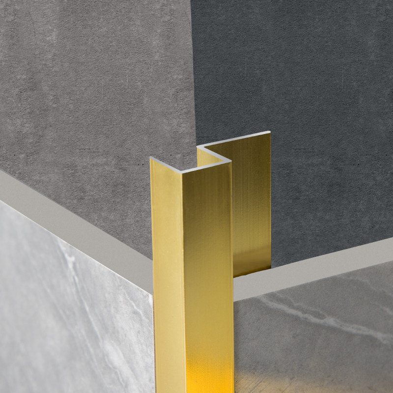 Right Angle Collection Edge Strip Tile Black Matt Anti-Collision Protection Strip Aluminum Alloy Closing Metal Wrap Edge Gold Seal Edge Floor Seams