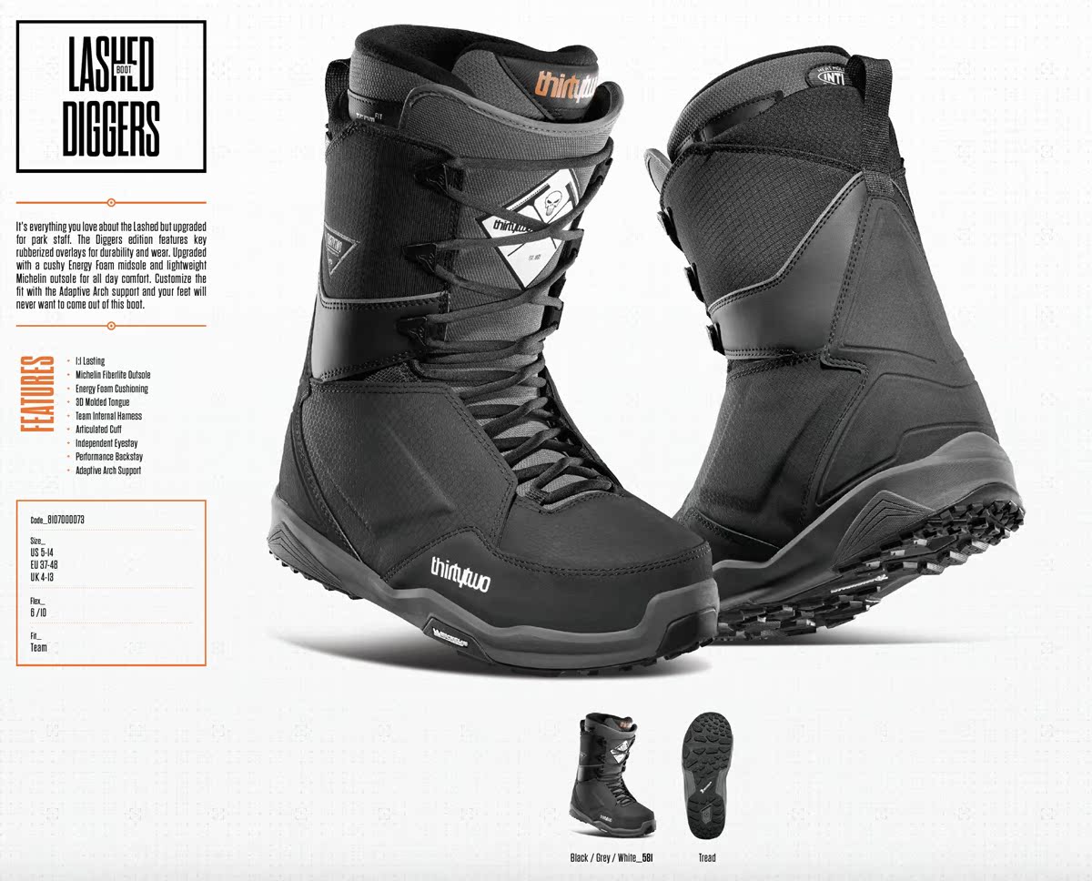 PZ snow furniture 2021 Thirtytwo Lashed Diggers Veneer Ski Shoes All-round hardness 6