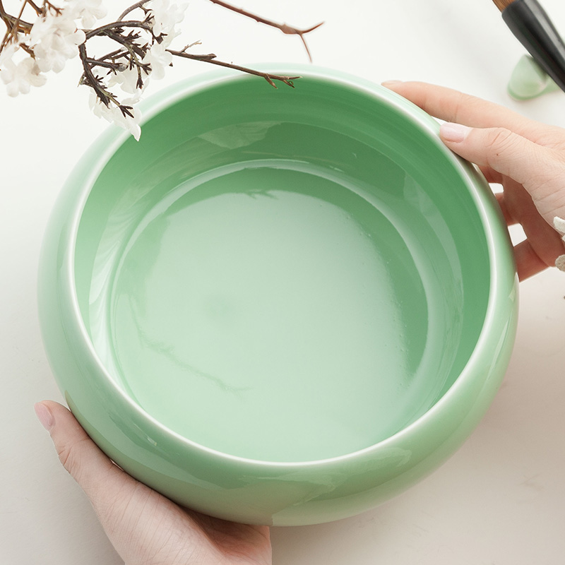 Students four treasures suit jingdezhen writing brush washer from large archaize ceramic celadon dish water ink pen to lick a plate