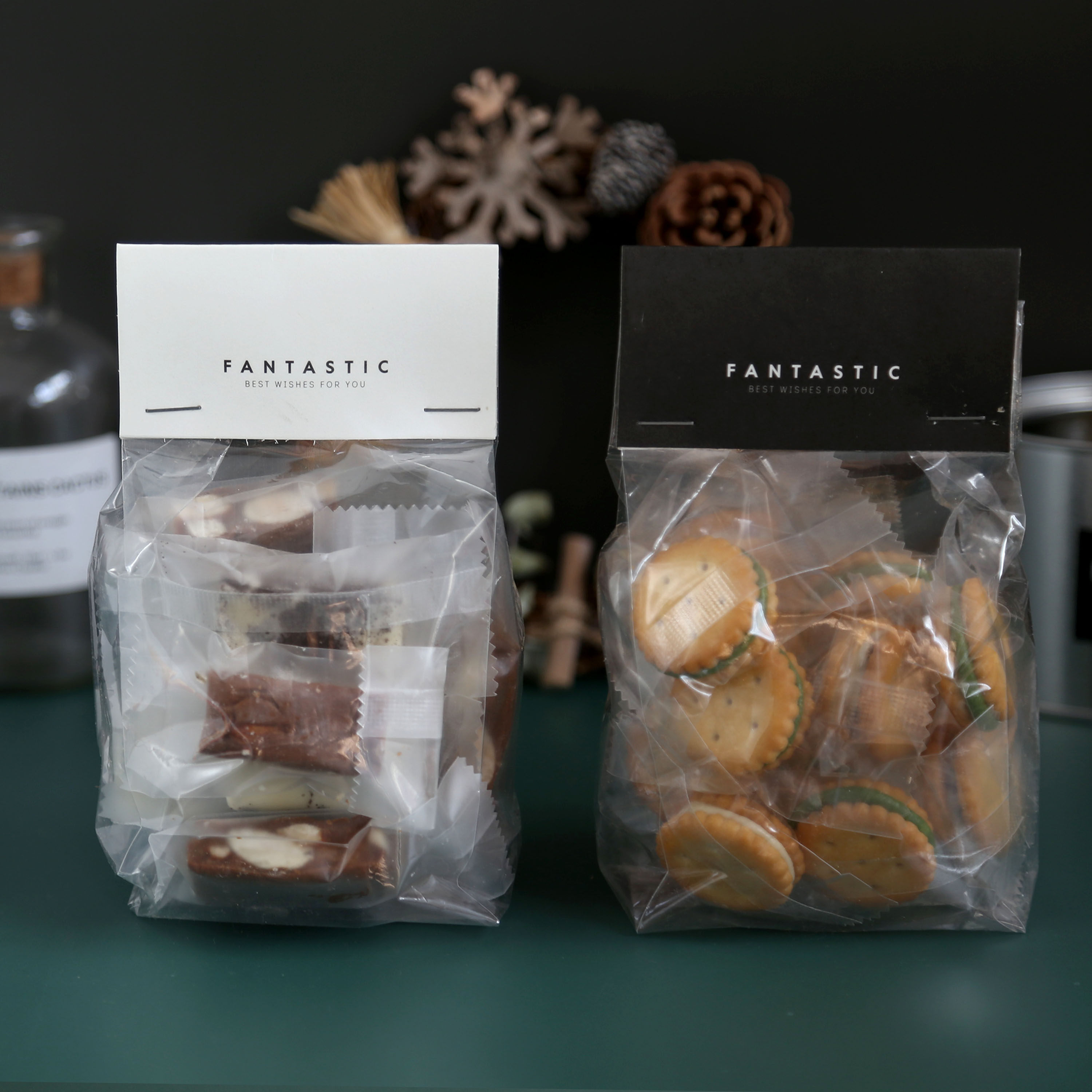 Baking single-grain muffin button biscuit nougat transparent packaging bag plastic bag machine sealing bag snowflake crisp packaging bag