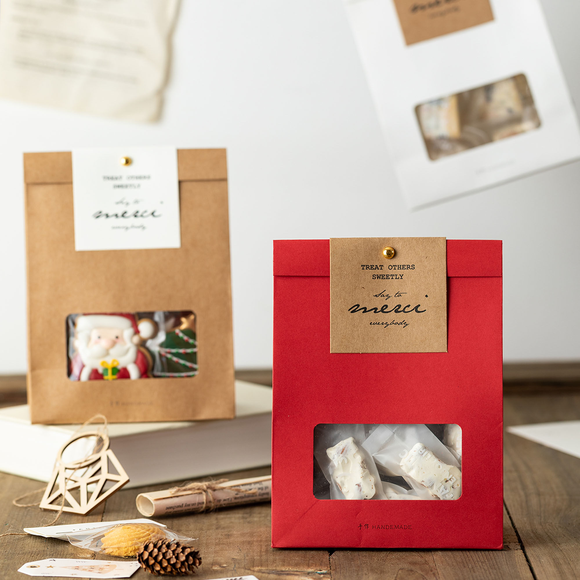 Mid-autumn festival room temperature baking nougat snowflake crisp glutinous rice boat red half catty candy bag button biscuit outer packaging bag