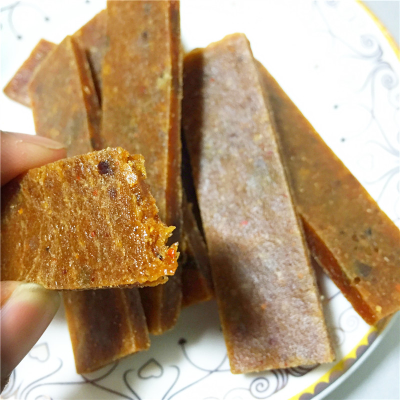 Jujube slice cake, baba strips, dried grains, wild hand-made farm-made raw spicy sweet and sour basil, Hunan specialty 500g