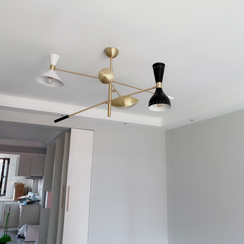 Nordic designer creative retro living room dining room lamp model room office all copper balance chandelier