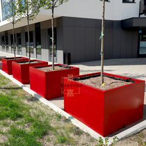 Outdoor Flower Beds Mall Flower Bowl Square Flower Pot Mobile Planting Tree Pool Square Flower Groove Combined GRP Flower Box