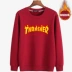 Mùa đông cộng với áo len nhung cổ tròn dày cotton ấm áp áo thun dài tay cộng với phân bón XL chất béo áo trẻ trung áo thun trơn Áo phông dài