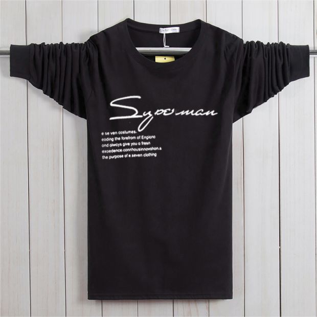Mùa xuân và mùa thu nam áo thun dài tay phần cotton mỏng cổ tròn áo rộng đáy cộng với phân bón XL chất béo quần jogger nam big size