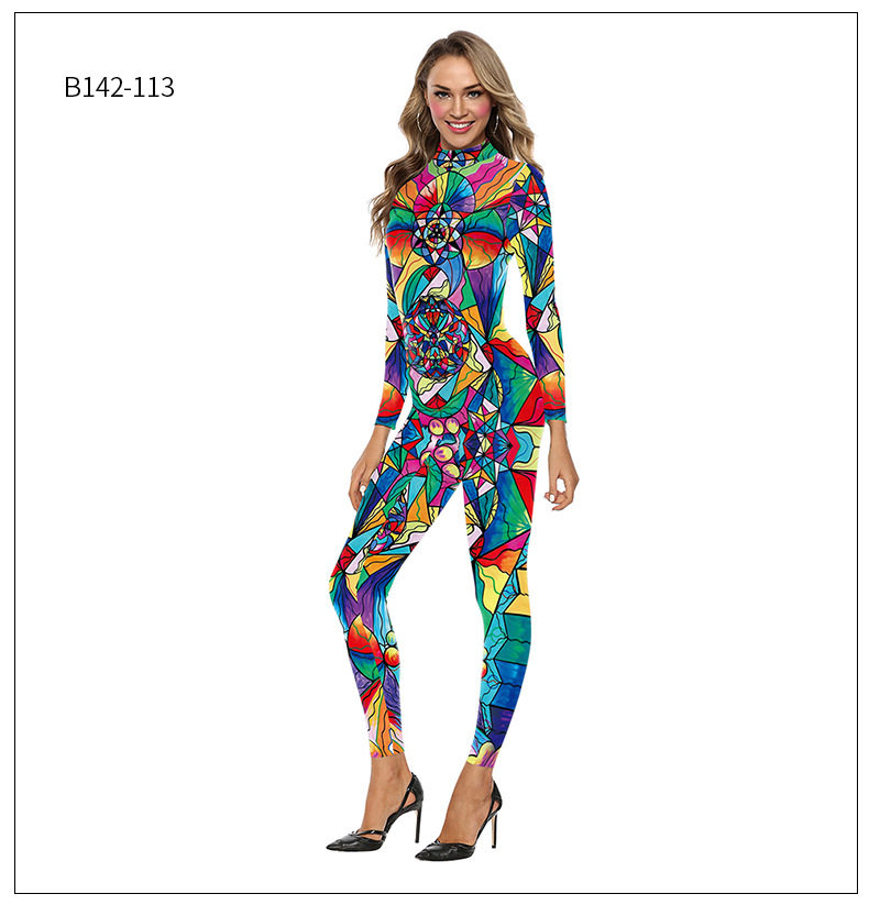 Боди/брюки women's snake print skinny casual jumpsuit女装紧身休闲连体裤