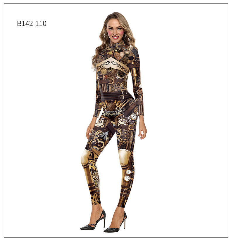 Боди/брюки women's snake print skinny casual jumpsuit女装紧身休闲连体裤