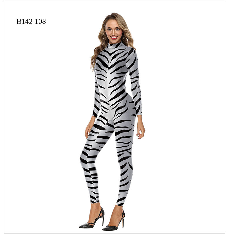 Боди/брюки women's snake print skinny casual jumpsuit女装紧身休闲连体裤