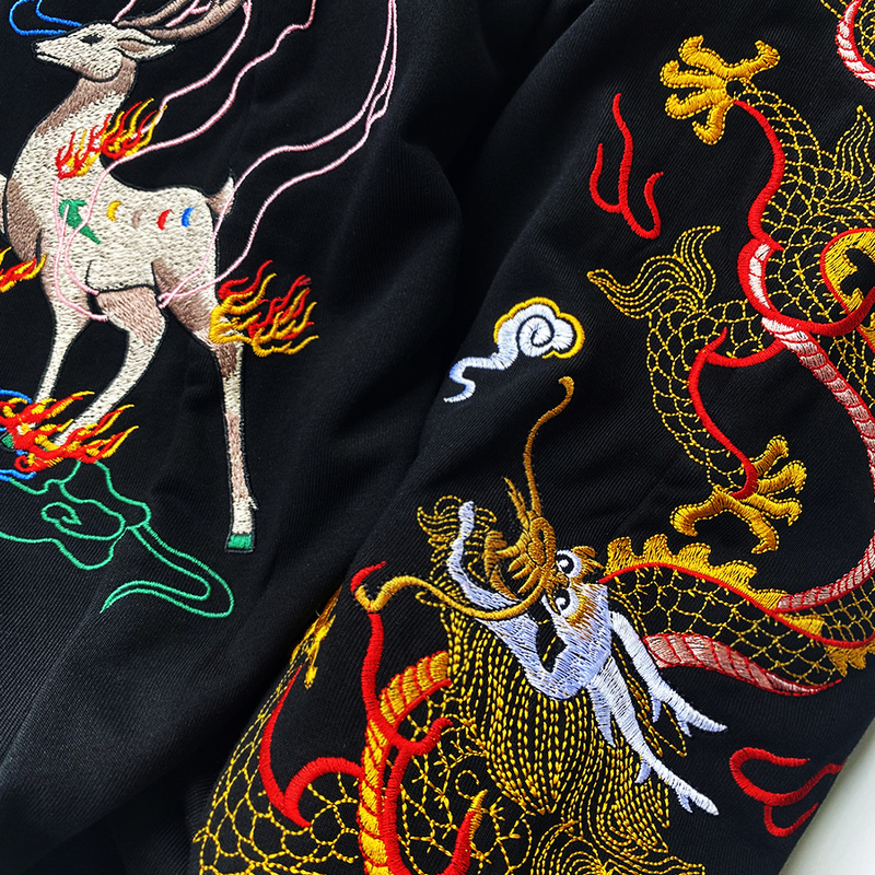 Chinese Style Embroidered Pants Men's New National Trend Casual Sweatpants Retro Dragon Pattern Jogger Pants Thin Pure Cotton Sports Pants