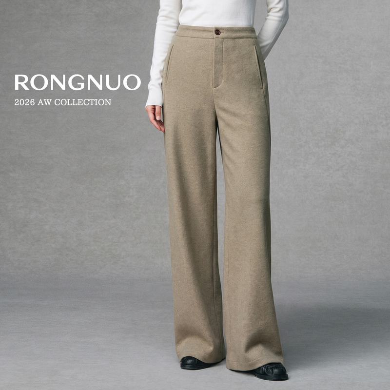 Outdoor Cashmere 14 Micron First-Class Cashmere Circular Knit Fabric with Elastic Waistband and Curved Knife Cut Pants Yc6004H