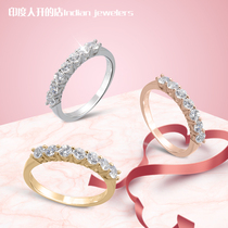 Indians opened a shop row Diamond ring 18k platinum rose gold row inlaid with a pair of rings for wedding rings