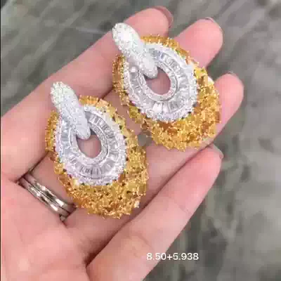 Luxury yellow diamond earrings yellow diamond 8 5ct White Diamond 5 938ct natural diamond support recheck