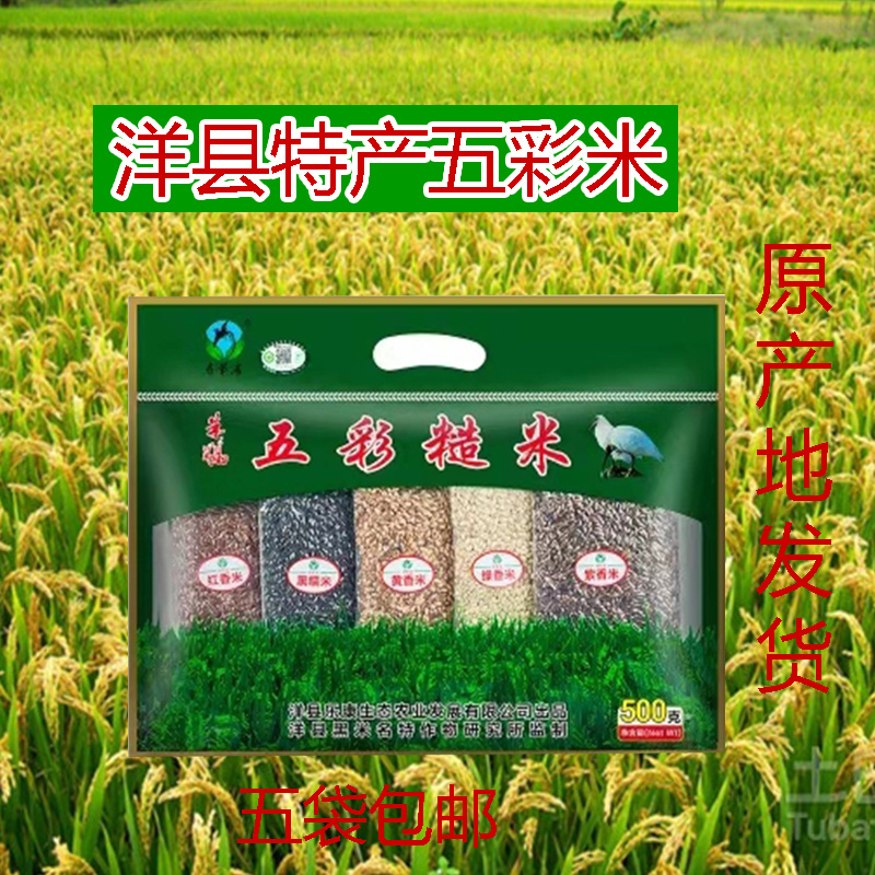 Yangxian Colorful Rice Western Han Chinese Special Rice Gongmi Black Rice Red Green Purple Yellow Fragrant Rice Five Color Rice 5 Bags