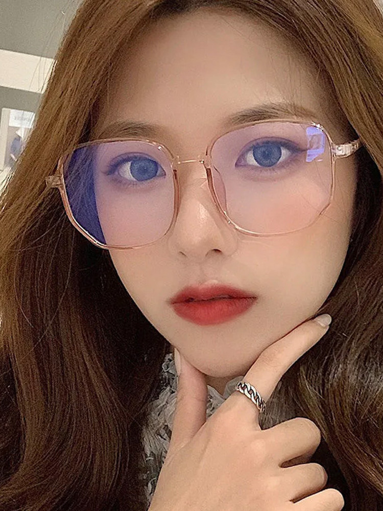 Anti-Blue Light Glasses for Women, Mobile Phone Radiation Protection Goggles, Flat Lens, Fashionable, Trendy, Natural Look, Slimming, Large Frame Glasses