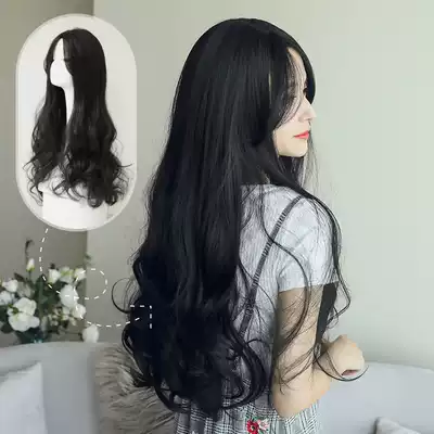 Medium Curly wig Female Medium long Female Korean Curly big wave Female wig Natural full head fake headgear