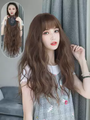 Wig female long hair bubble noodle roll Air Liuhai corn perm set Curly medium long hair wool roll head hair piece