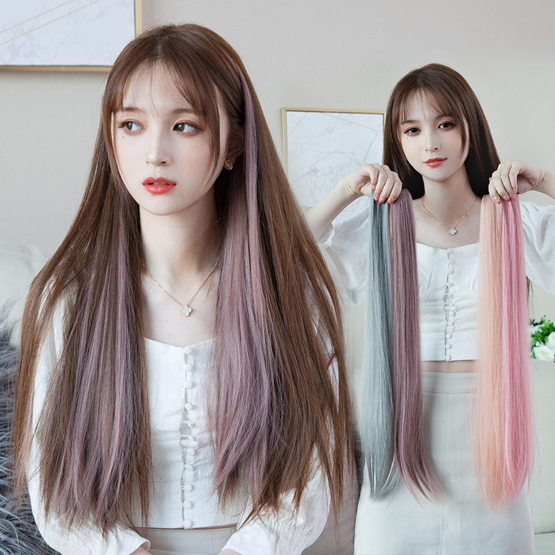 Color hanging ear dye hair braid wig piece female summer pick dyeing hair strip short patch Fan Tongue hanging ear perm hair extension piece