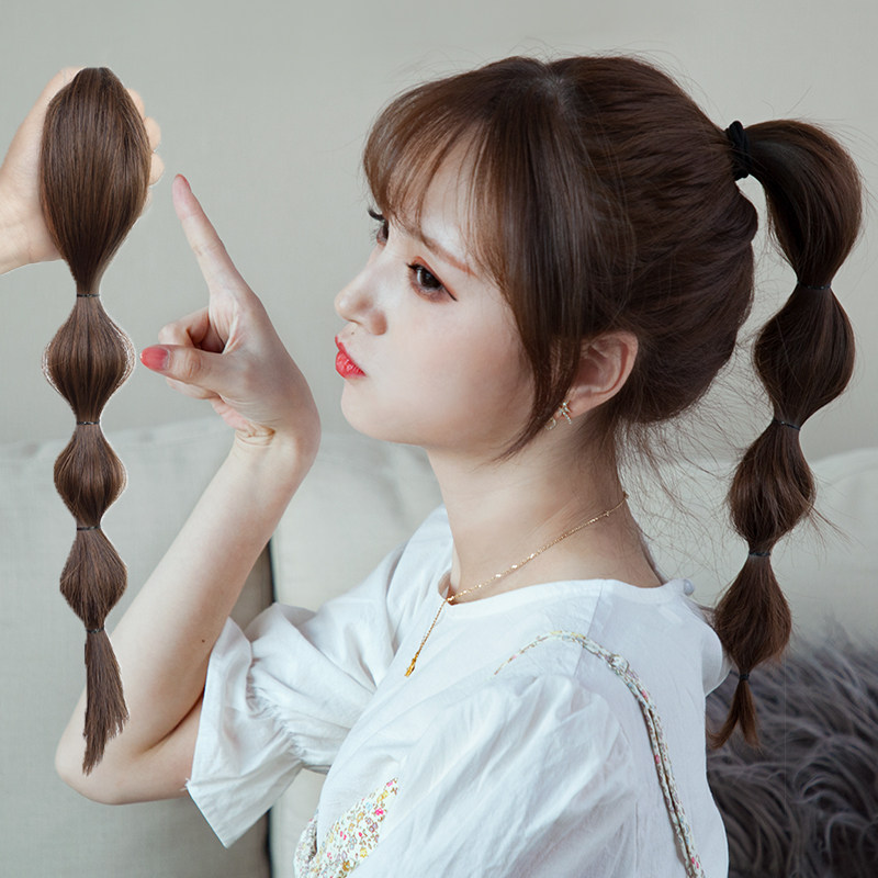 Bubble Braid Wig Pony Tail Grip Mesh Red Twist Flower Braid Short Fake Mati Realistic Tiger Mouth Clip Long Braid